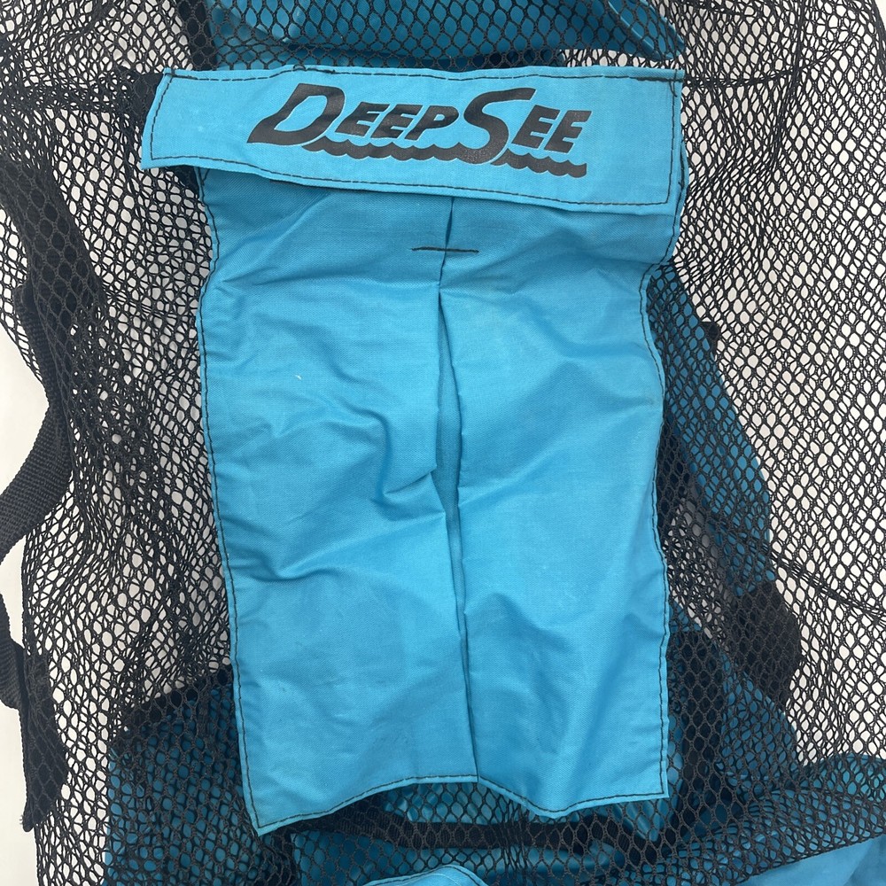 Vintage Deep See Blue Shoulder Mesh Professional Diving Equipment Drawstring Bag