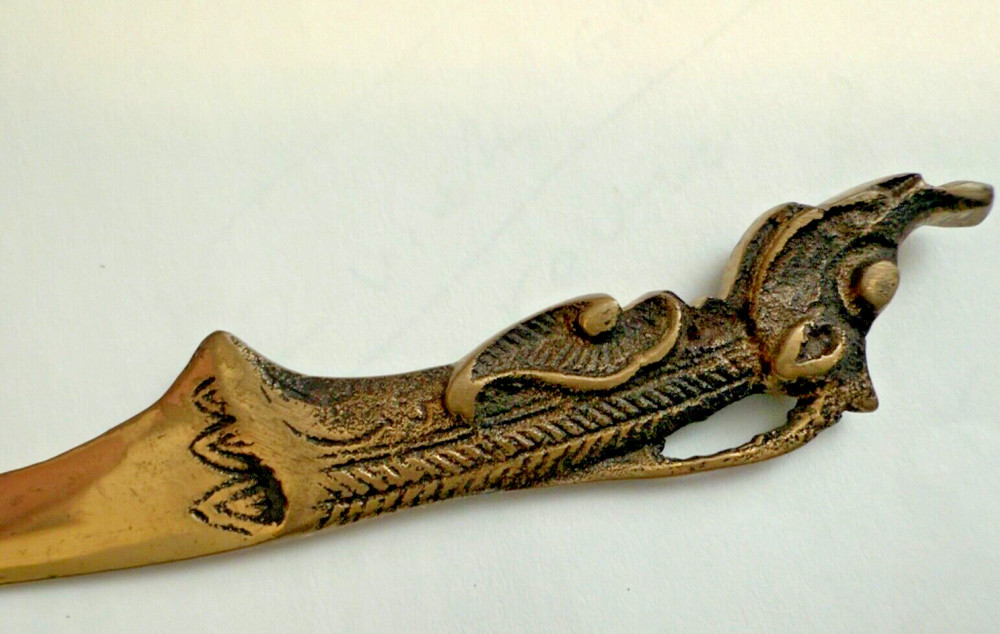 BRASS LETTER OPENER WITH DRAGON TOP