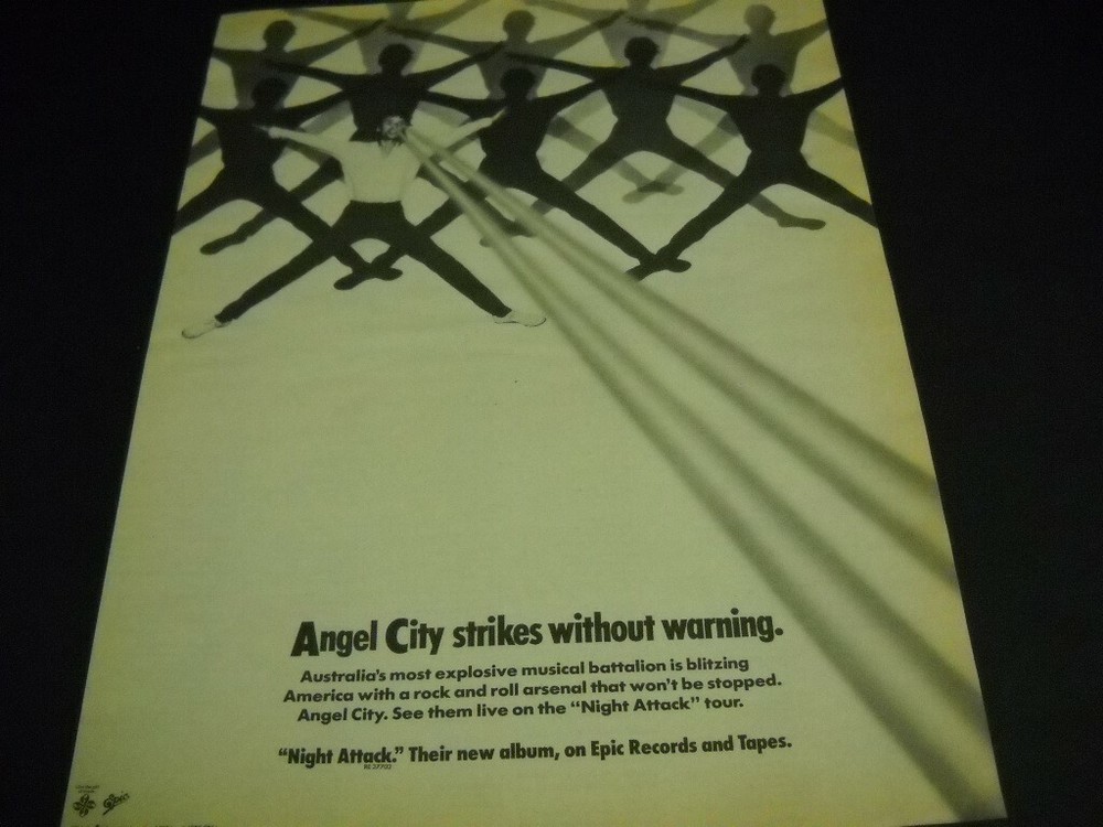 ANGEL CITY strikes without warning NIGHT ATTCK 1982 Promo Poster Ad