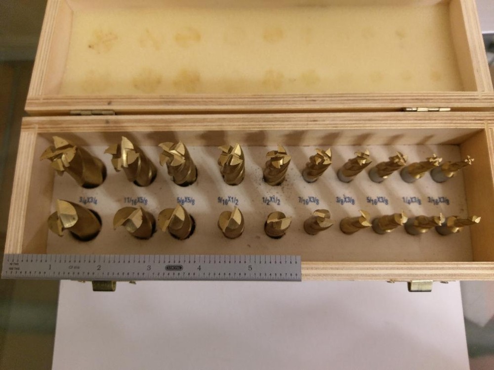 20 pcs drill bit set  END MILLS Tin - Coated  Wooden Box  L@@K