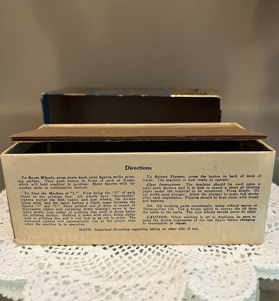 Bates Standard Movement Numbering Machine 6 Wheels CD Figures In Box