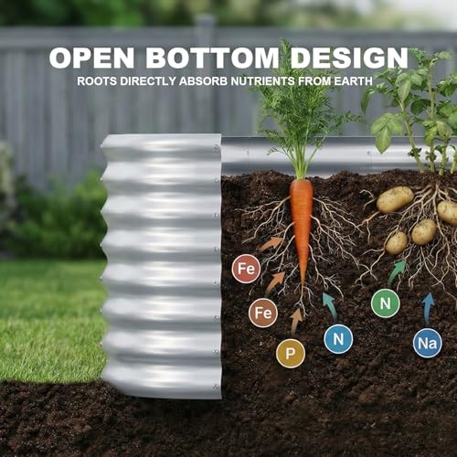 AHEONLAR 2 Pack 4×2×2ft Galvanized Raised Garden Beds 4x2x2ft (2Pack) Silver