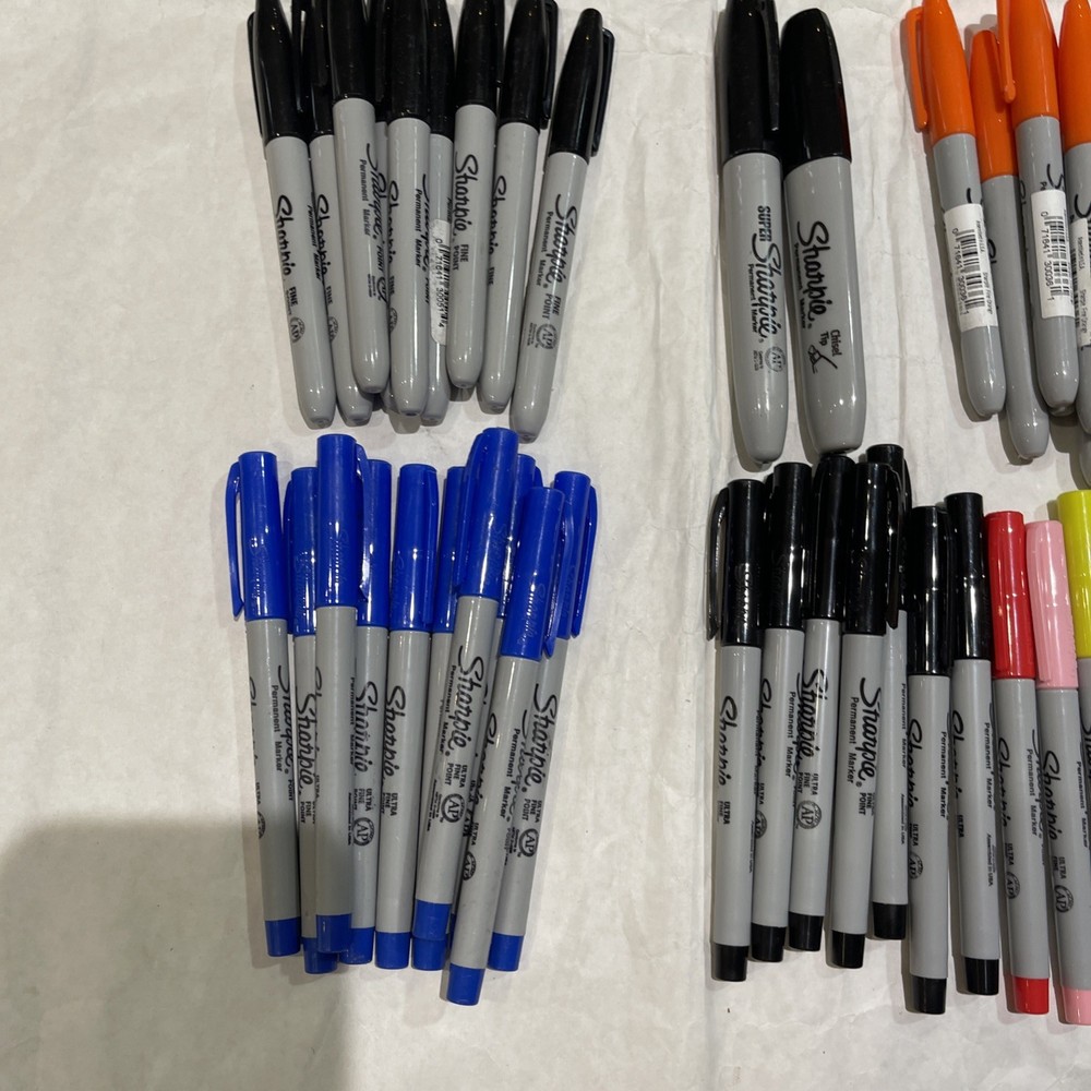 Qty 64 New Sharpie Permanent Markers Multiple Colors and Tips Ultra Fine-Chisel