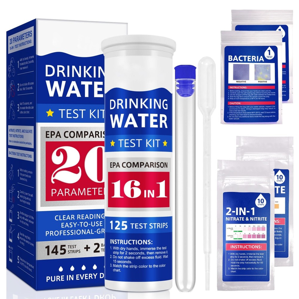 WLCTJIAYOU 20-in-1 Water Testing Kit (145 Strips) - Comprehensive Drinking, Tap,