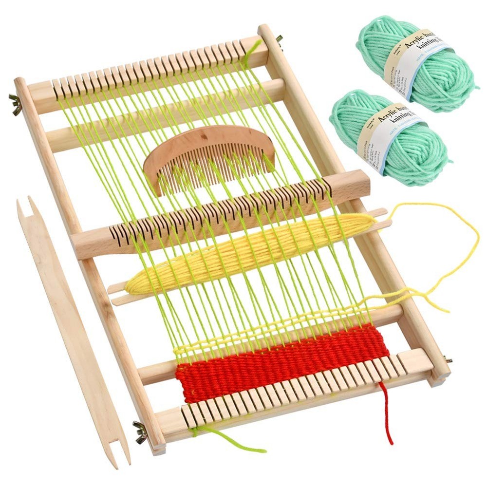 FOCCTS Wooden Multi-Craft Weaving Loom Large Frame 9.84 x Large, Multicolor