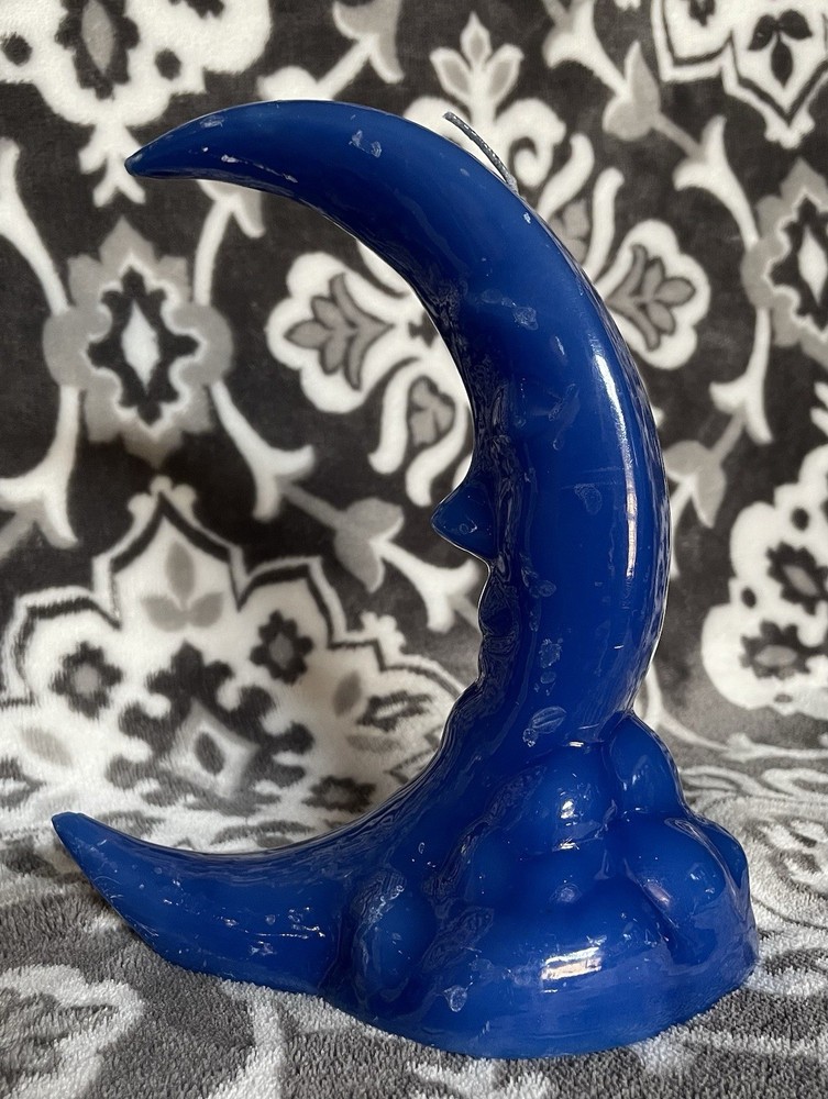 Vintage Celestial Cobalt Blue Moon Candle