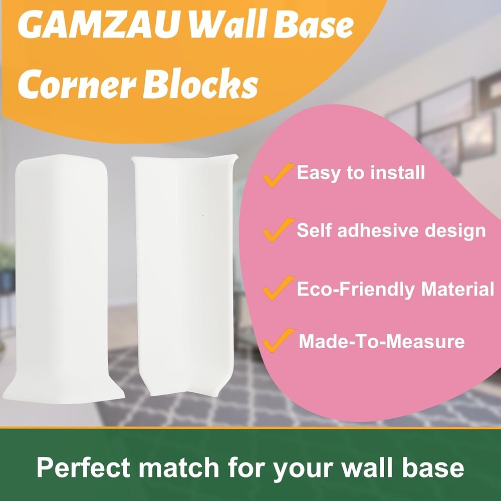 Self-Adhesive 4" Baseboard Corner Blocks - 3 Inside & 3 Outside Kits