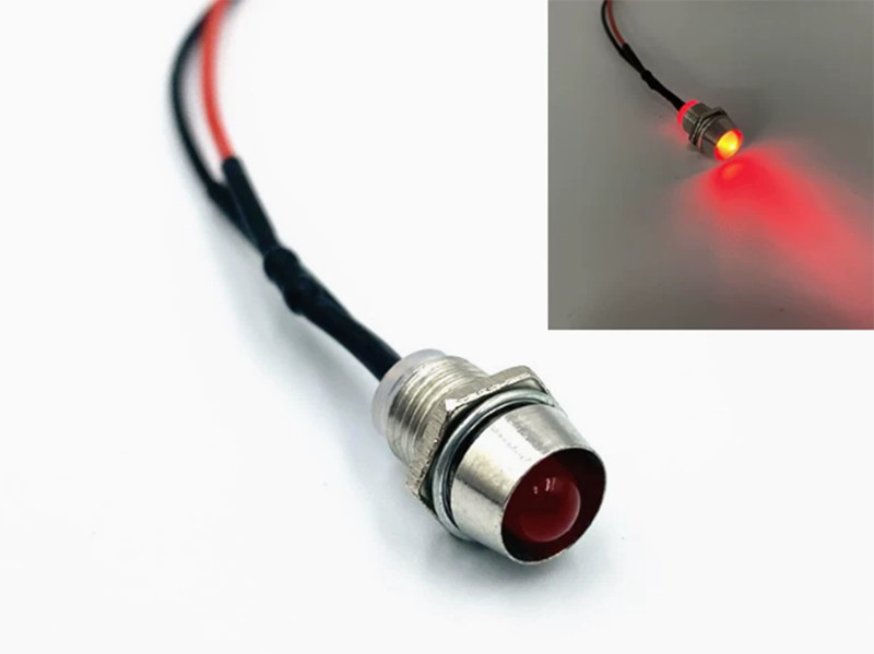 8mm LED Lndicator Warning Signal Light Thread Metal 3V-220V Panel Mount