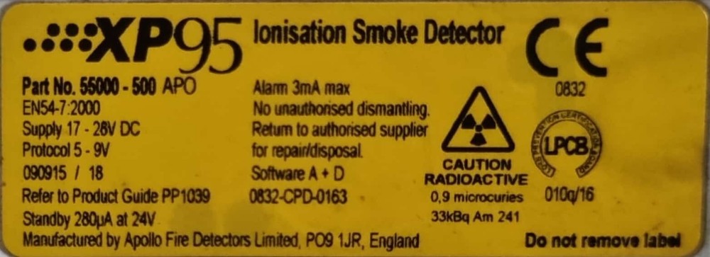 55000-500 APO APOLLO XP95 IONISATION SMOKE DETECTOR