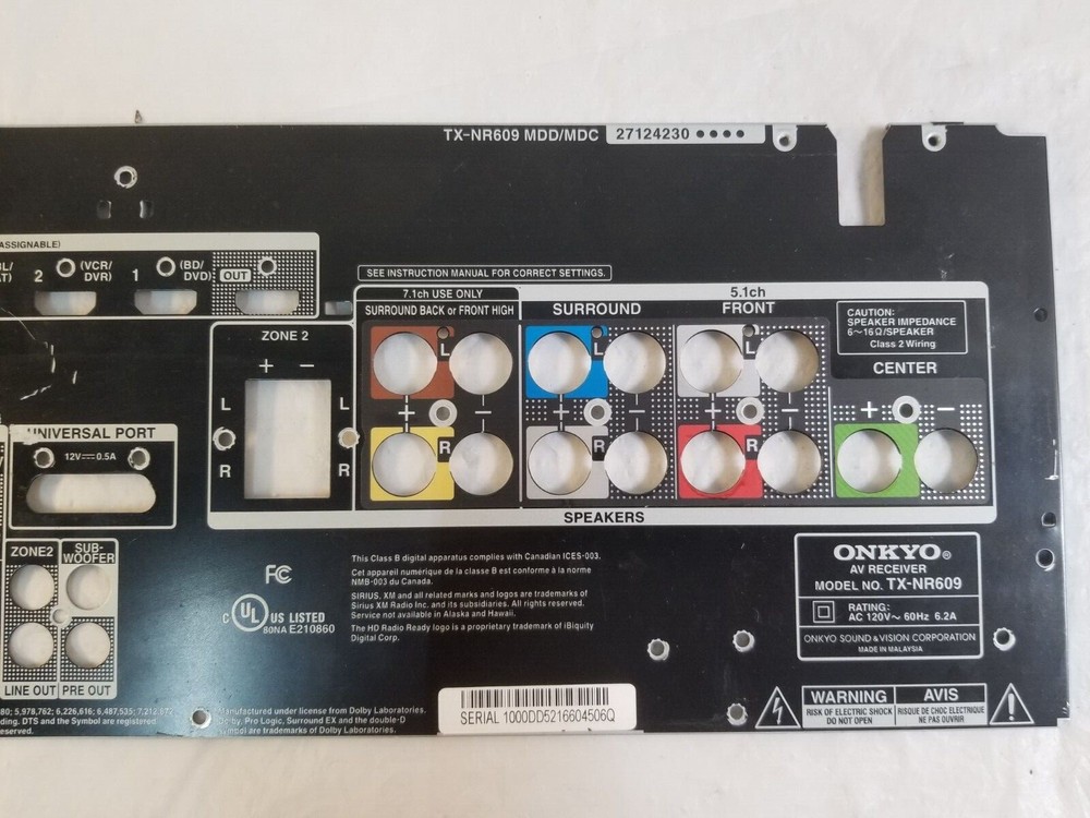 ONKYO TX-NR609 AV Receiver BACK PANEL