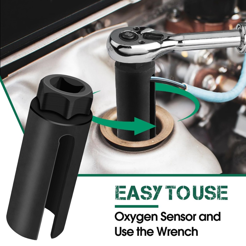 Oxygen Sensor Socket 22mm 7/8 in, 1/2 in Drive O2 Removal Tool, Black
