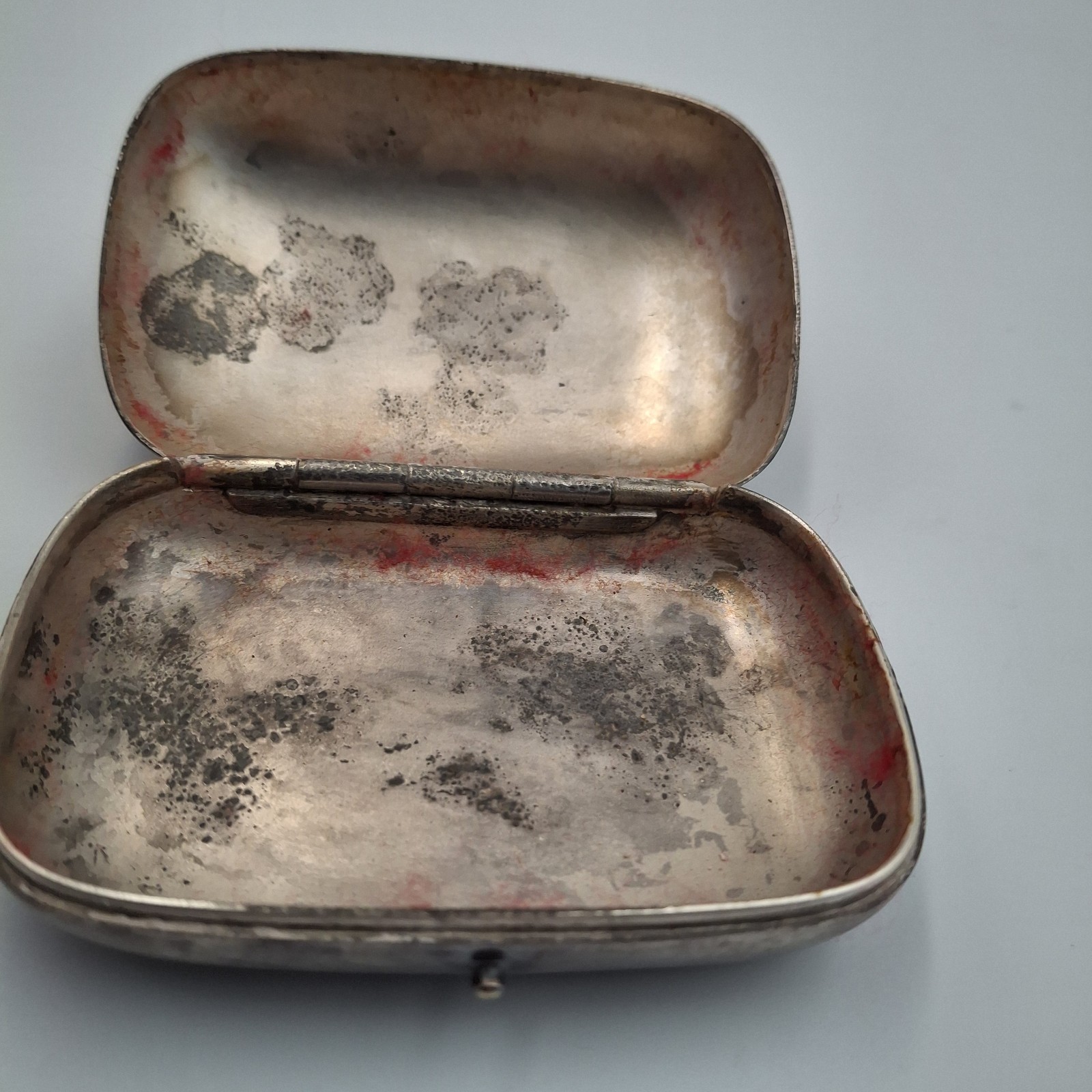 ​Antique Silver-Plate Trinket Box Engraved "Maude" Victorian Keepsake Snuff Box