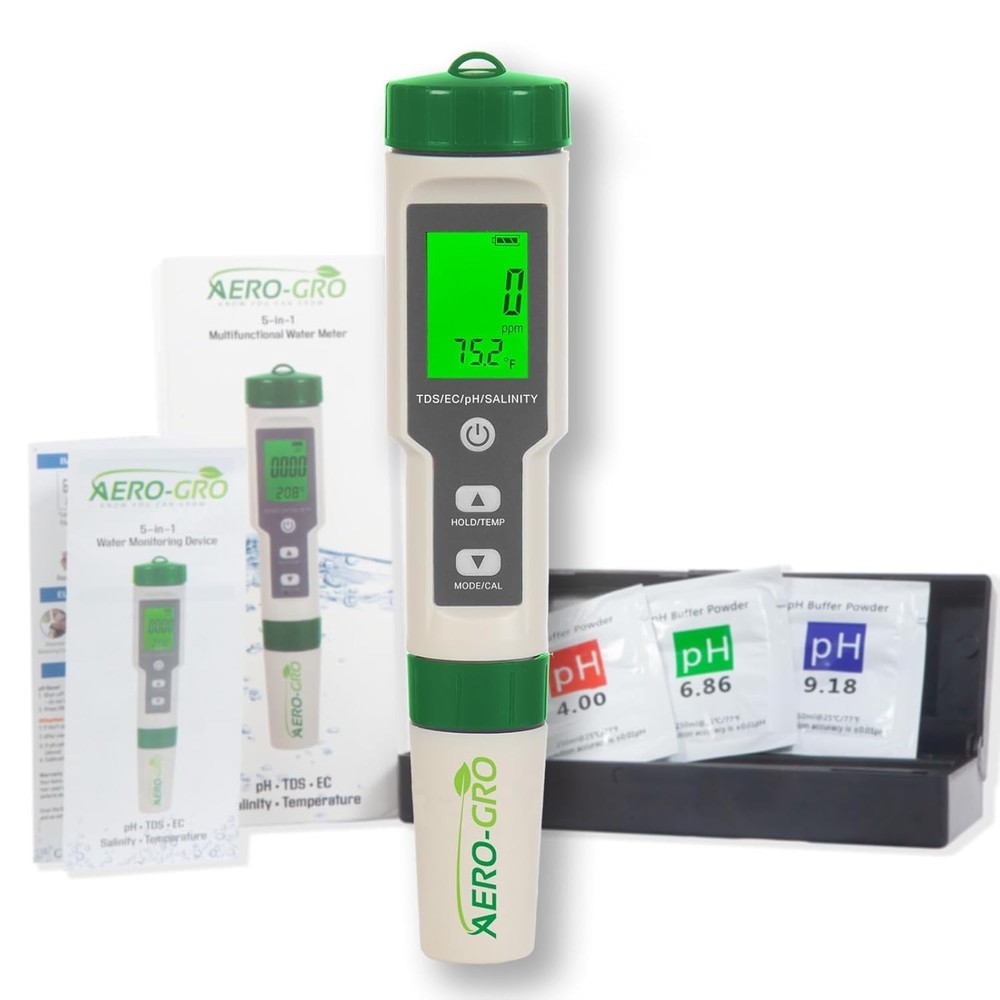 Digital 5-in-1 pH Meter: Waterproof, TDS, EC, Salinity, Temp Tester