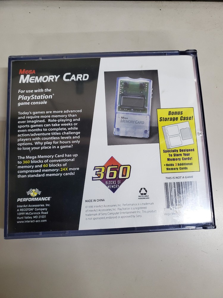 Performance Mega Memory Card P-110A For PS1 and PS2 Tested in box