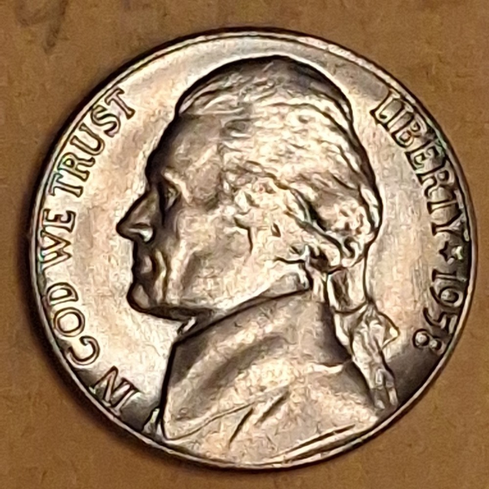 1958D Jefferson Nickel AU.