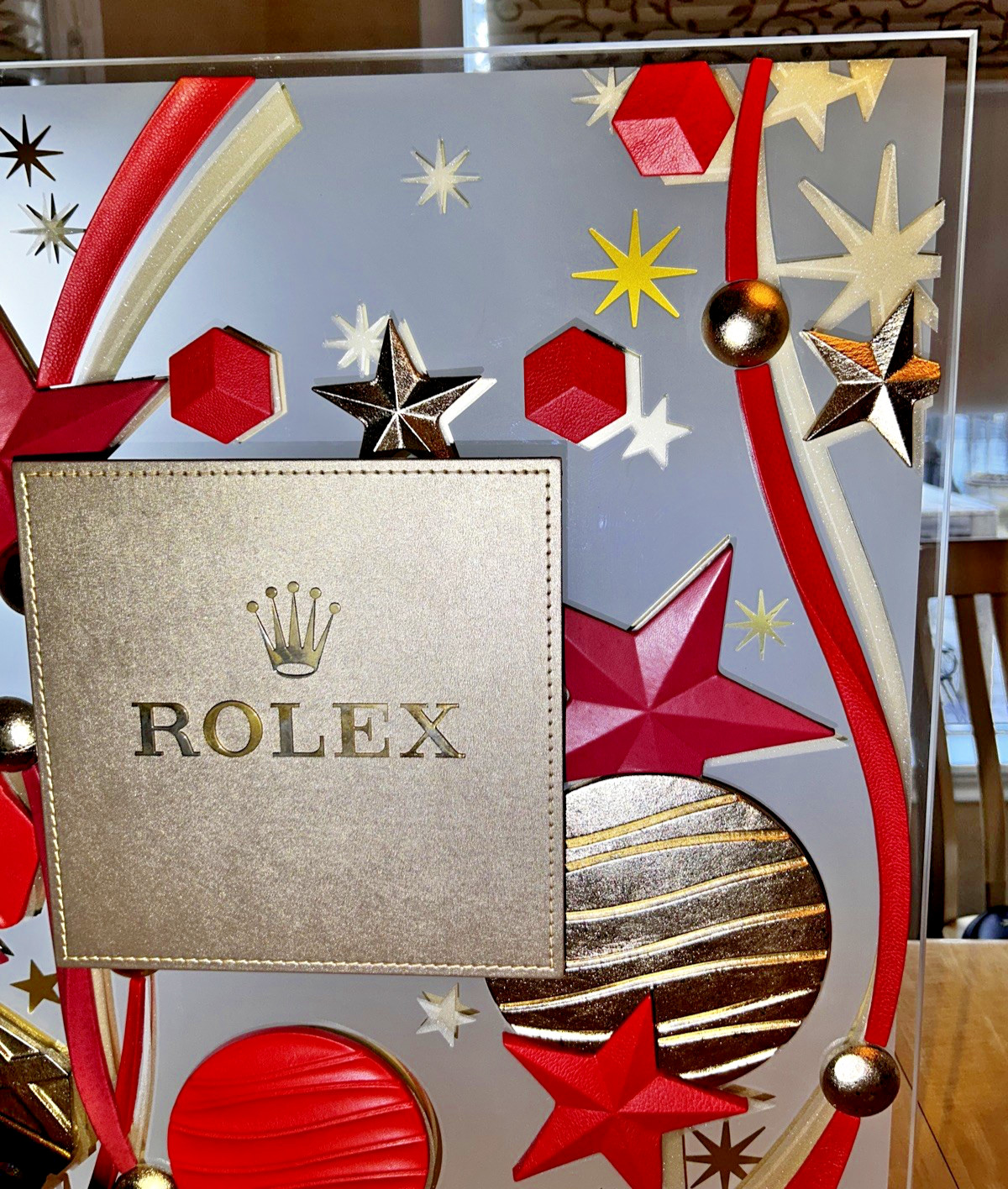 ROLEX STANDING RED AND GOLD CELEBRATION ADVERTISING DISPLAY ADVERTISEMENT