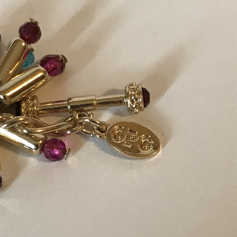 Multi Colored Beaded Clusters Dangle Bracelet Signed OPC