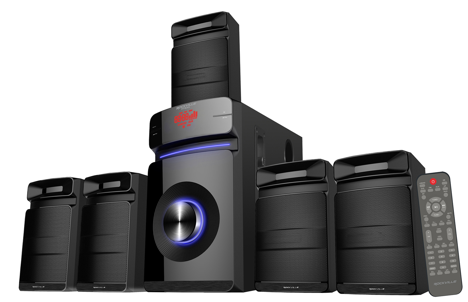 Rockville Home Theater/Karaoke Machine System w/5.25" Sub+(2) Wireless VHF Mics