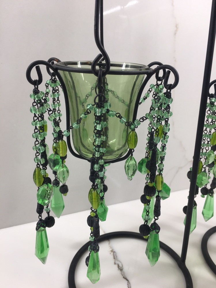 CRYSTAL CANDLE HOLDERS SET OF TWO