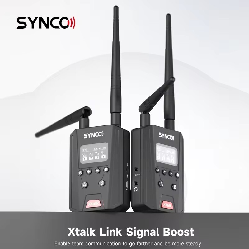 SYNCO Xtalk Link 2300ft Wireless Intercom System Dual-Channel Signal Boost 1000m