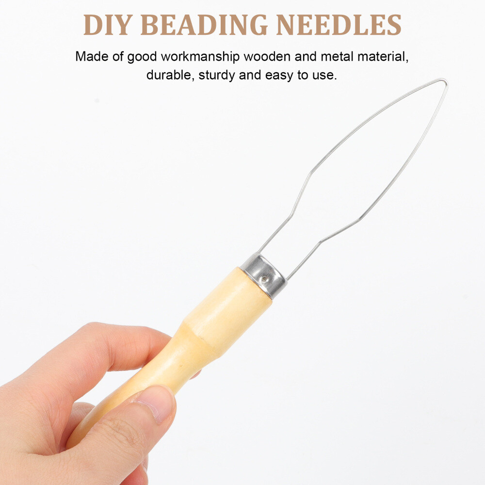 5 Pcs Wood Pulling Hook Tool Bundle for Beard Beads & Hair Extensions