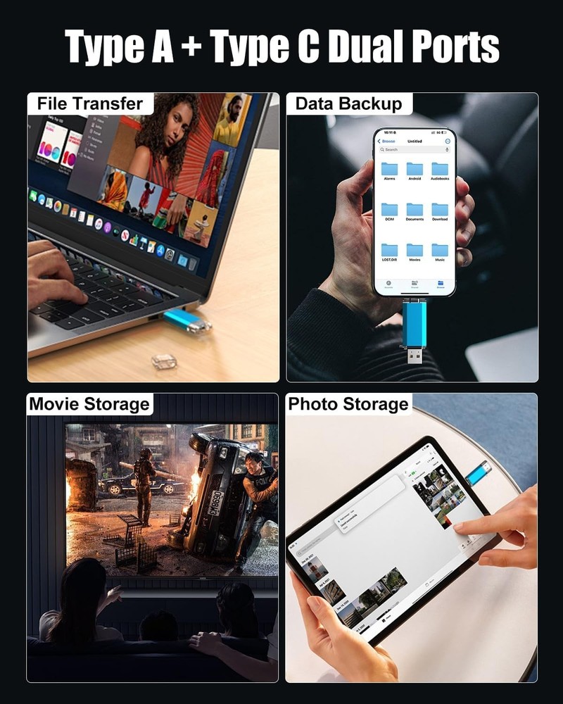 Versatile 128GB USB C Flash Drive - Streamlined Data Transfer for All Devices