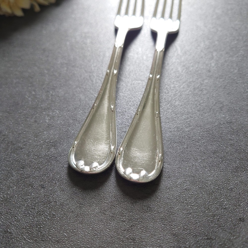 Christofle Rubans 2pcs Silverplate Flatware Dessert Fork Excellent