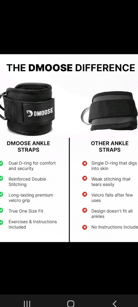DMoose Ankle Strap for Cable Machines Black