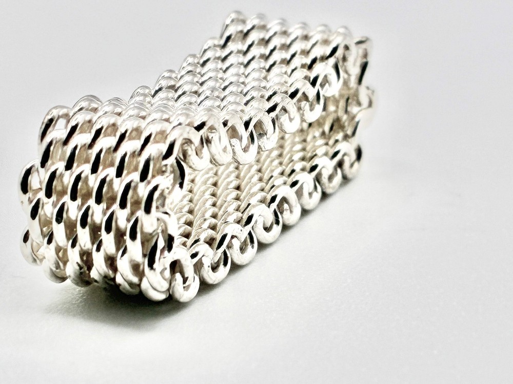 Silver Mesh Woven Ring – Size 9