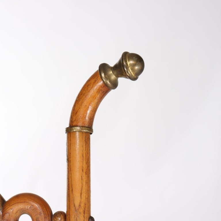 Victorian Oak Stick & Ball Adjustable Easel With Mirror & Brass Caps c1910