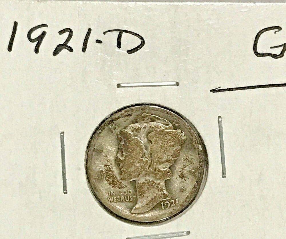1921 D 10C MERCURY DIME Key Date..