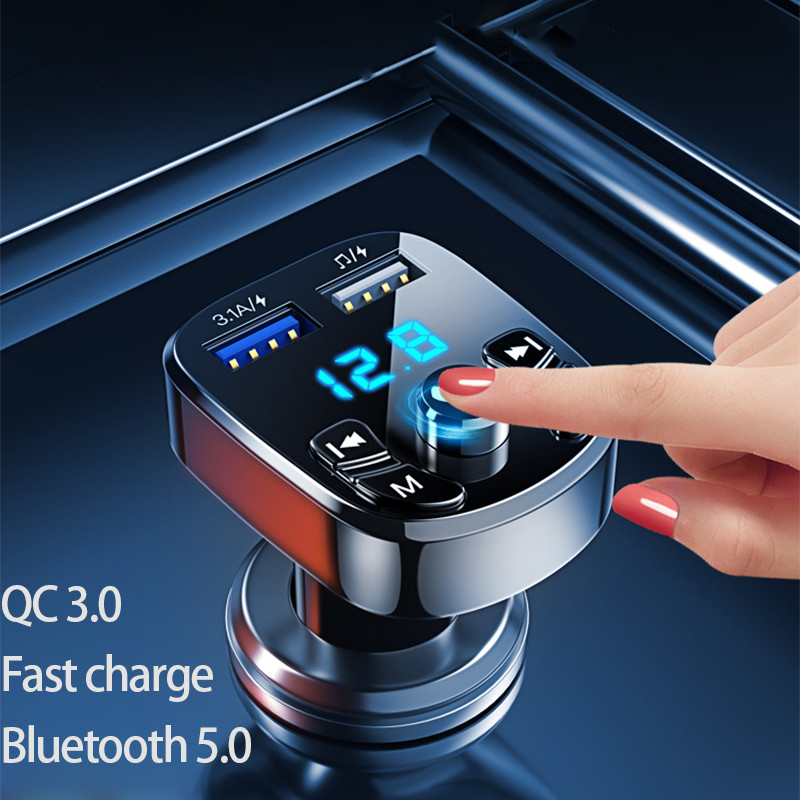 2 Bluetooth 5.0 Car Wireless FM Transmitter Adapter 2USB PD Charger Hands-Free