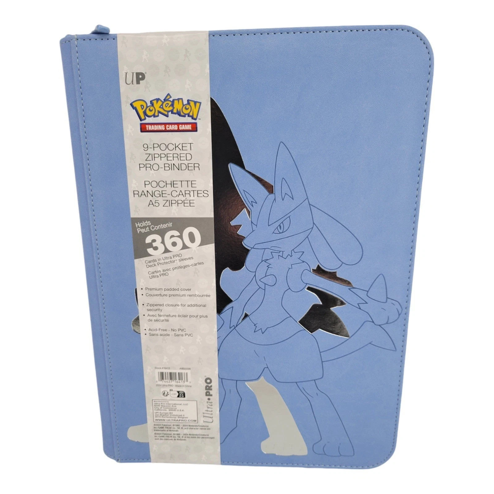 Elite Series Lucario 9 Pocket Zippered PRO Binder for Pokemon Holds 360 Cards