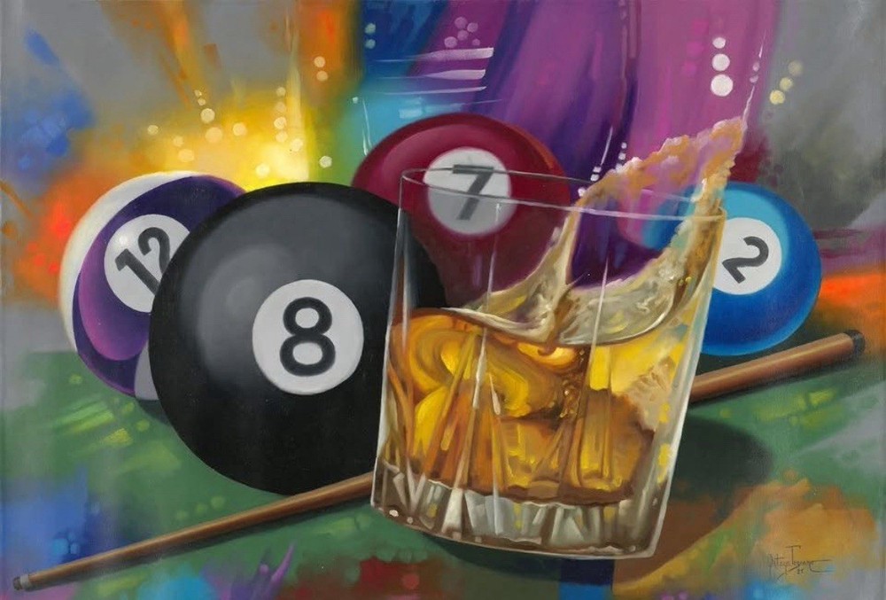Authentic Oil on Canvas Billiards Paintings