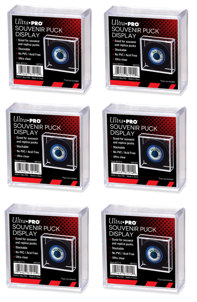 (6 Pack) Ultra Pro Square Hockey Puck Holder Case Stackable For Souvenir Pucks
