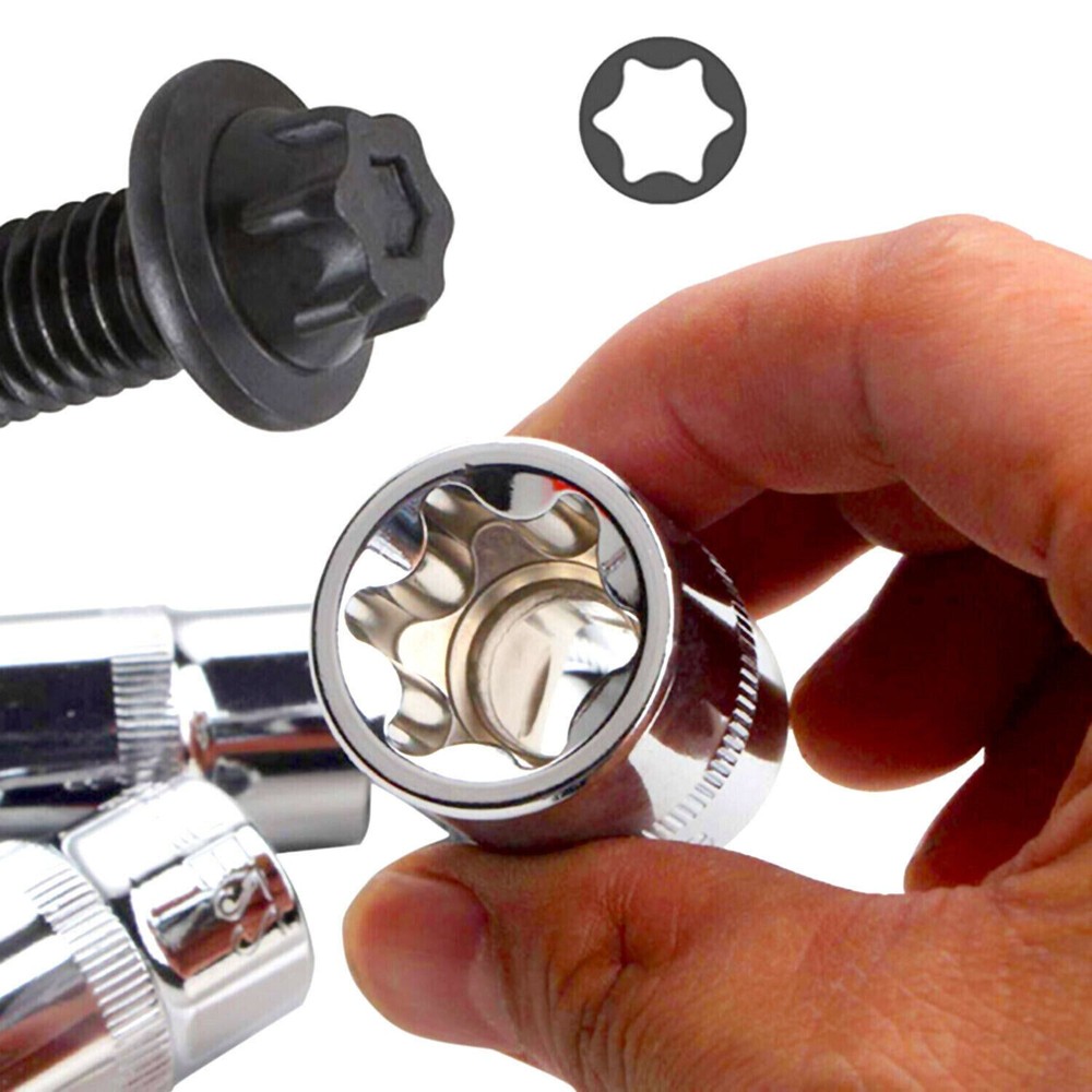 14Pcs E Torx Star Female Bit Socket Set 1/2" 3/8" 1/4" Drive E4-E24 Storage Case