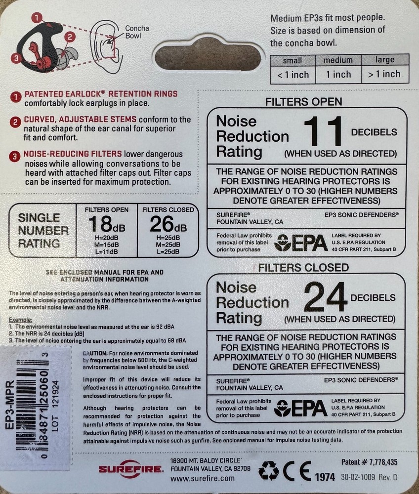 SureFire EP3 Sonic Defenders Ear Protection - Medium