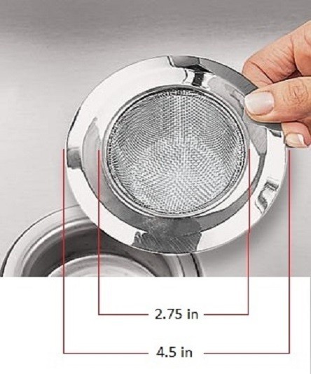 2 Sink Strainers Steel Mesh Kitchen Sink Heavy Duty 4.5" Outer 2.75" Inner