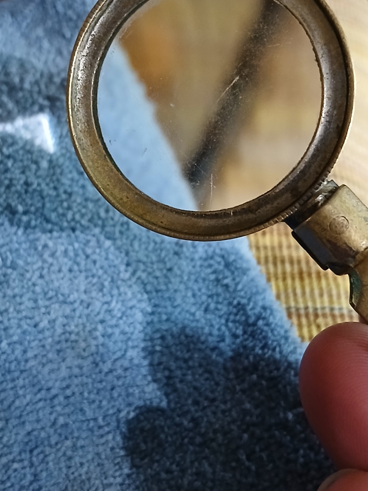 Antique French Brass Folding Magnifying Glass-Dèposè-Swivel Pocket Loupe c.1900