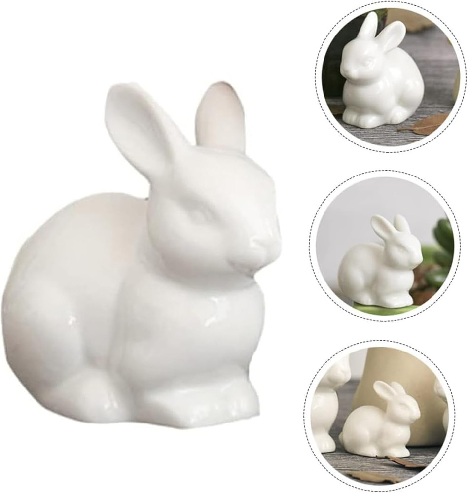 Easter Table Decorations,3Pcs Ceramic Bunny Figurine Easter Spring Decorative Mo