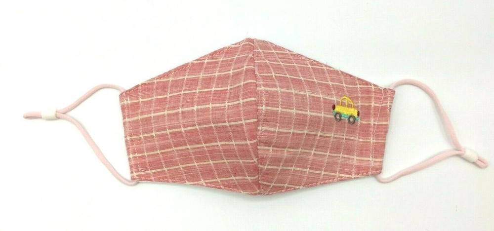 Comfy Washable Reuseable Kid Face Mask Adjustable Ear Loop Pink Car