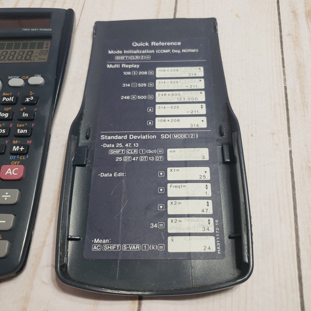 Casio FX-300MS Scientific Calculator Cover Case W/Quick Reference Guide Solar