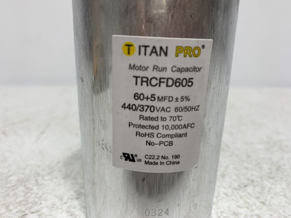 Titan Pro TRCFD605 Run Capacitor 60+5 MFD 440/370V Round