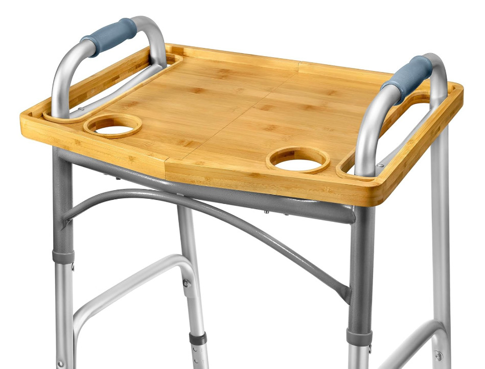 Walker Tray Table w/ Cup Holder Mobility Table Tray for Folding Walkers Foldable