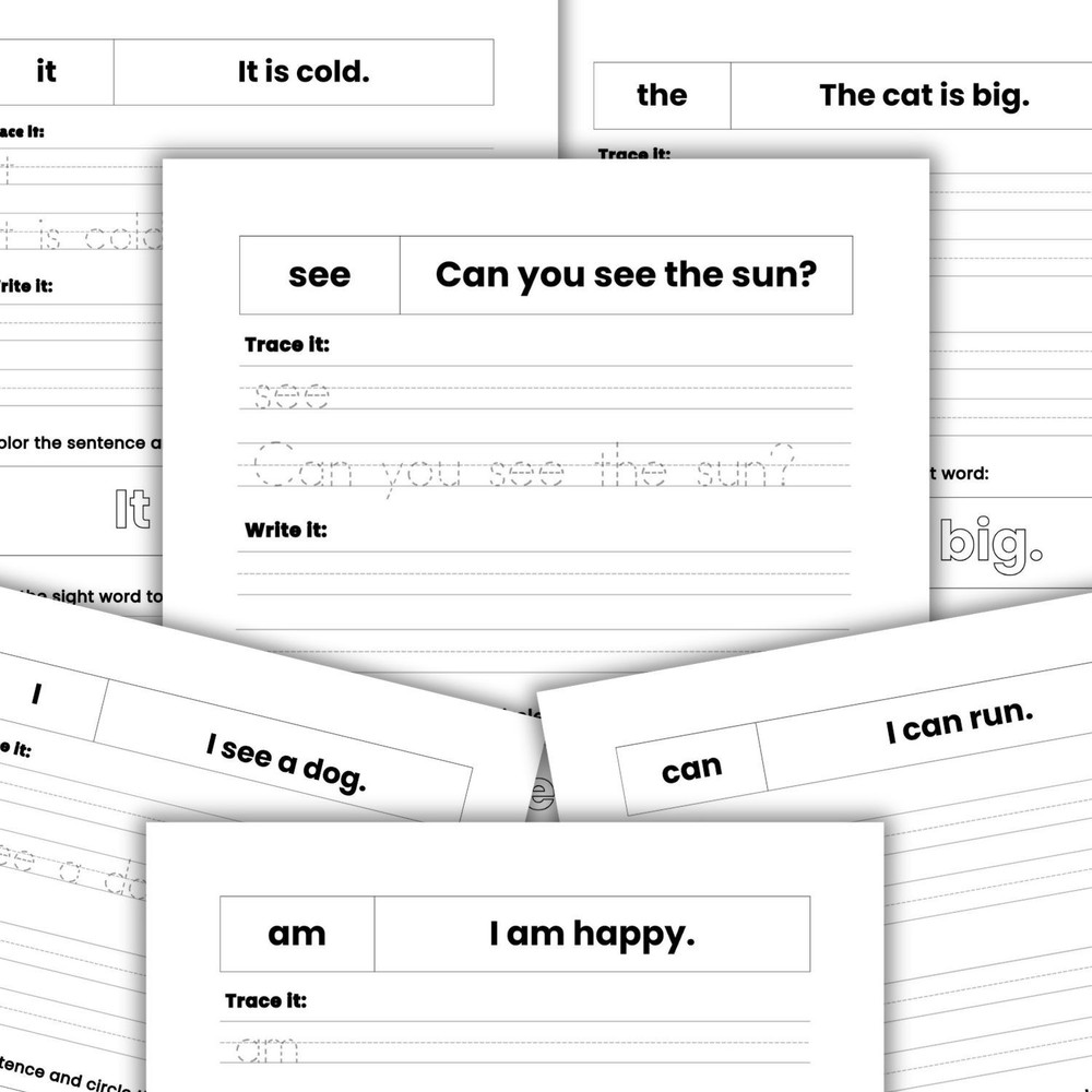 50 Beginner Sight Words Worksheets Printable | Tracing & Writing Practice