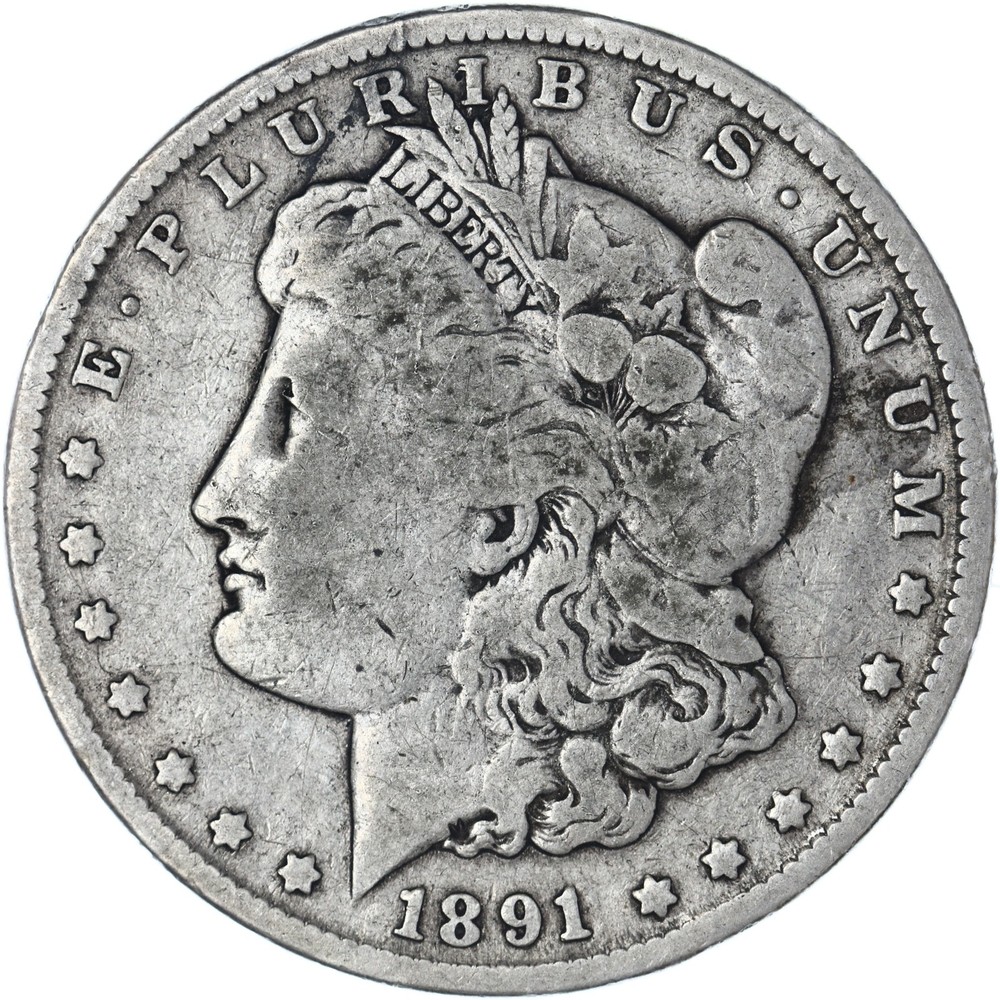 1891 (P) Morgan Silver Dollar Very Good VG See Pics E701