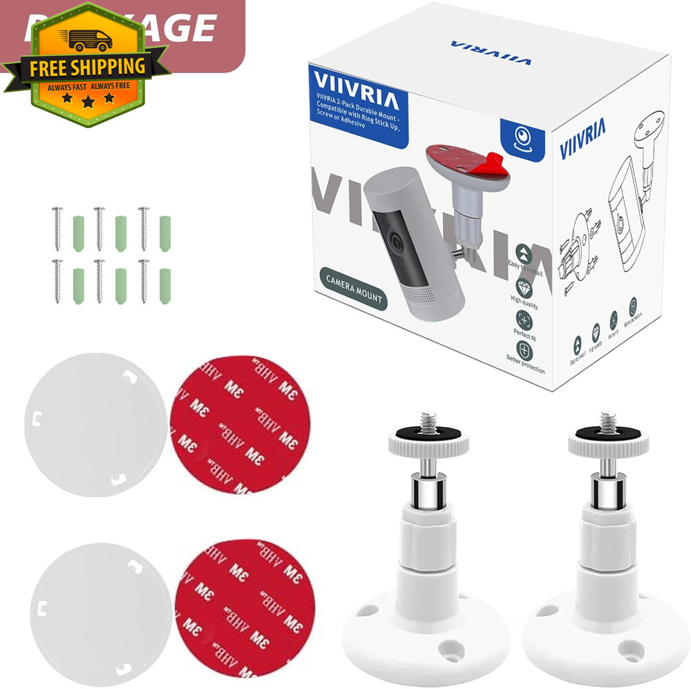 2 Pack Security Camera Mount No Drill Adhesive Wall Bracket Ring Arlo