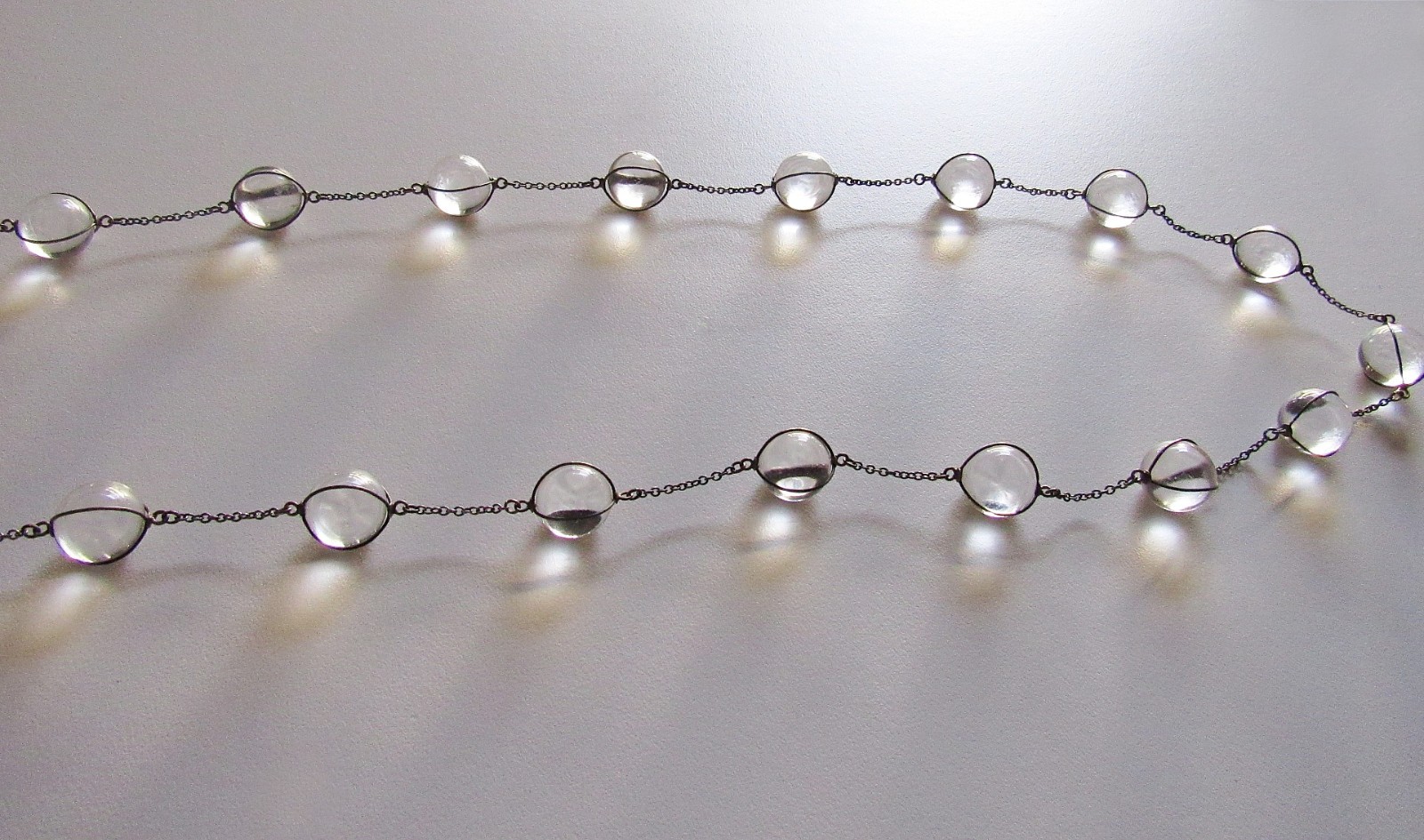 Antique Pools of Light Rock Quartz Orbs Necklace