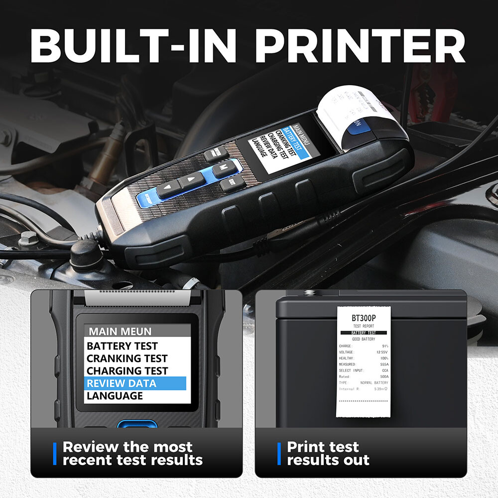 Car Battery Tester with Printer 12V / 24V Charging Cranking Load Test Analyzer