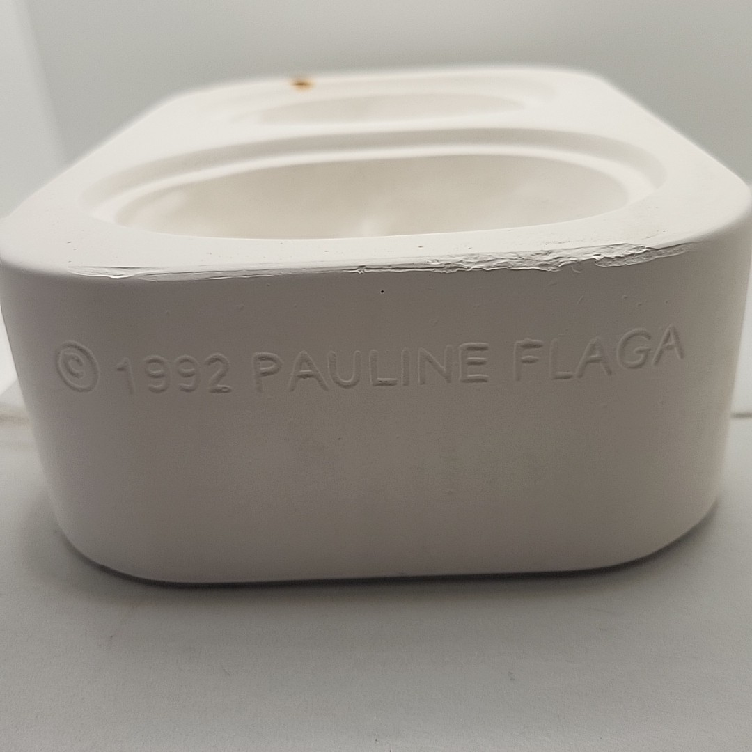 Vtg Pauline's Originals Ceramic Slip Mold Two Man Face Masks Cabachon Open Pour